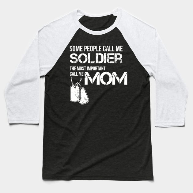 Soldier Mom Baseball T-Shirt by mooby21